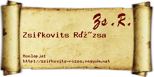 Zsifkovits Rózsa névjegykártya